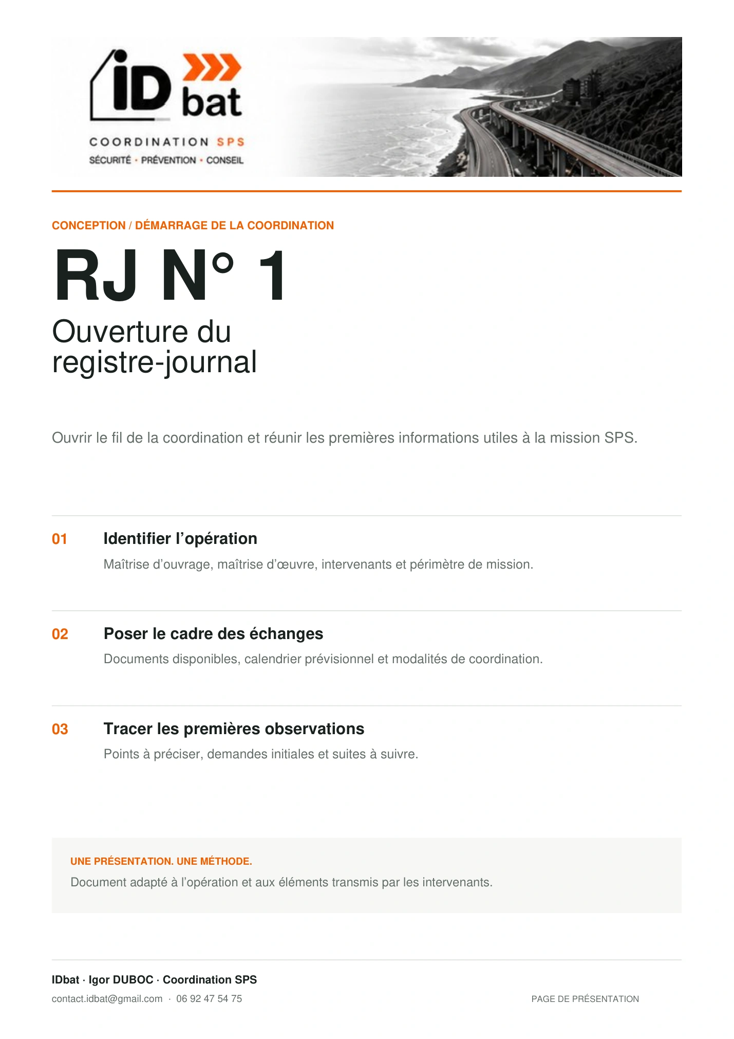 RJ n° 1 — Ouverture du registre-journal